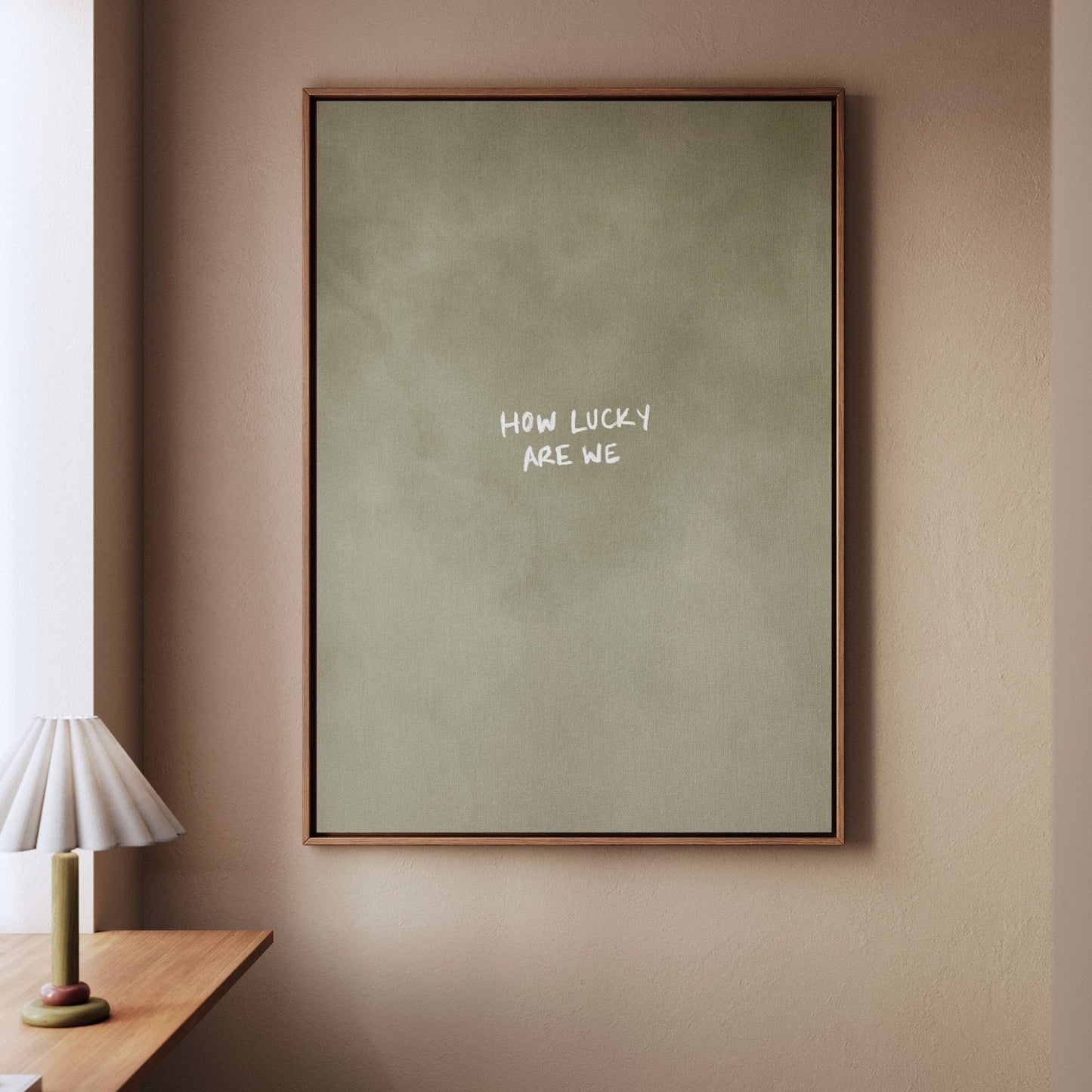 How Lucky Are We Framed Canvas - Olive - AureousHome