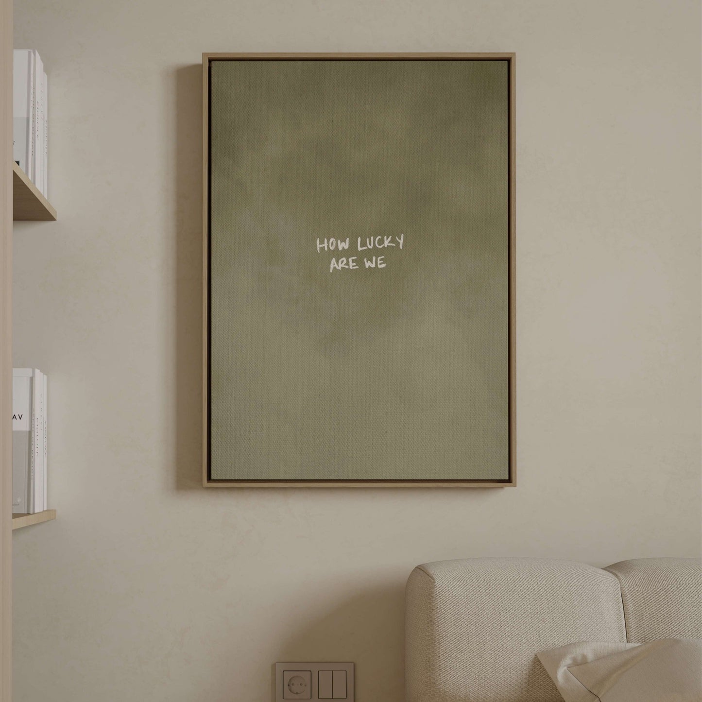 How Lucky Are We Framed Canvas - Olive - AureousHome