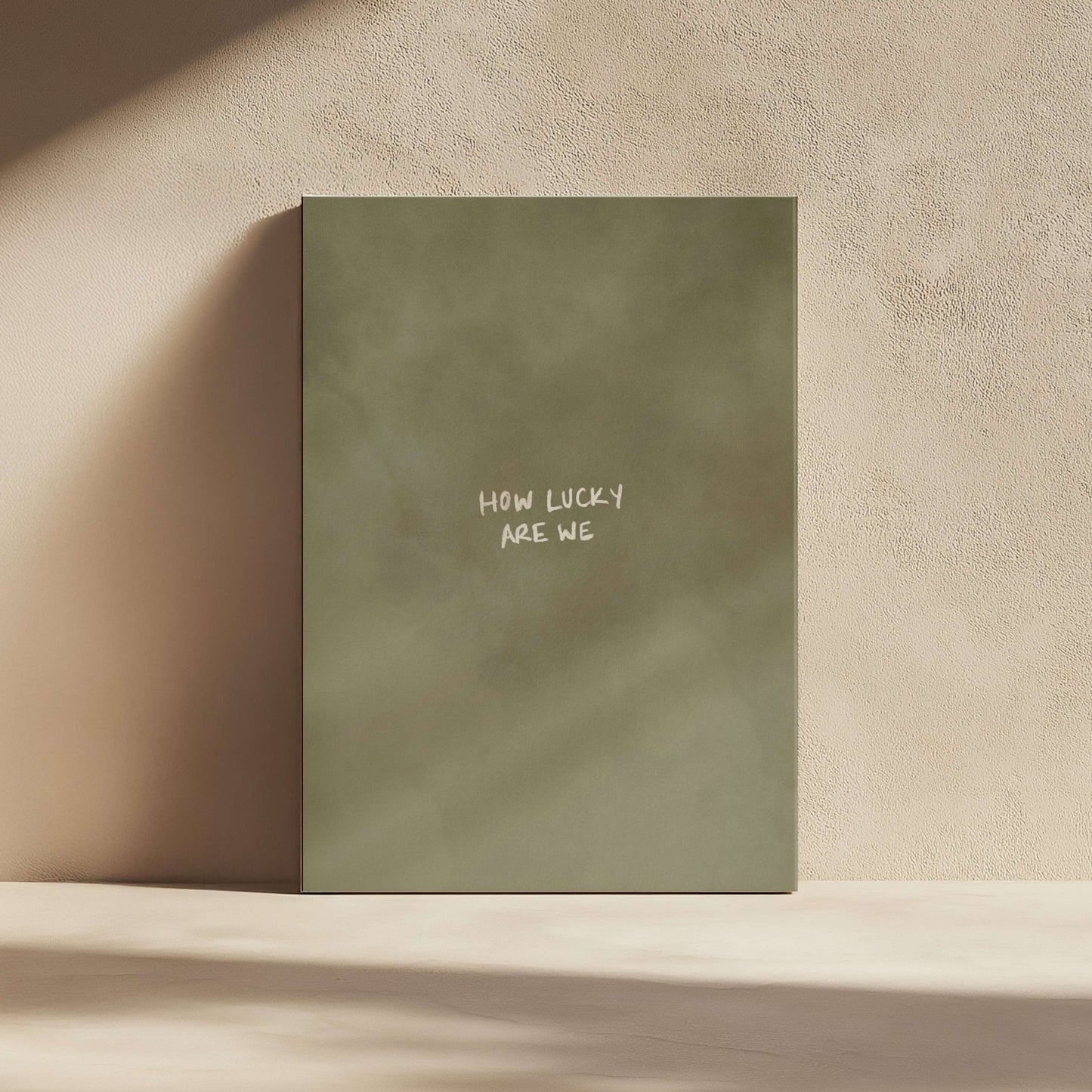 How Lucky Are We Framed Canvas - Olive - AureousHome