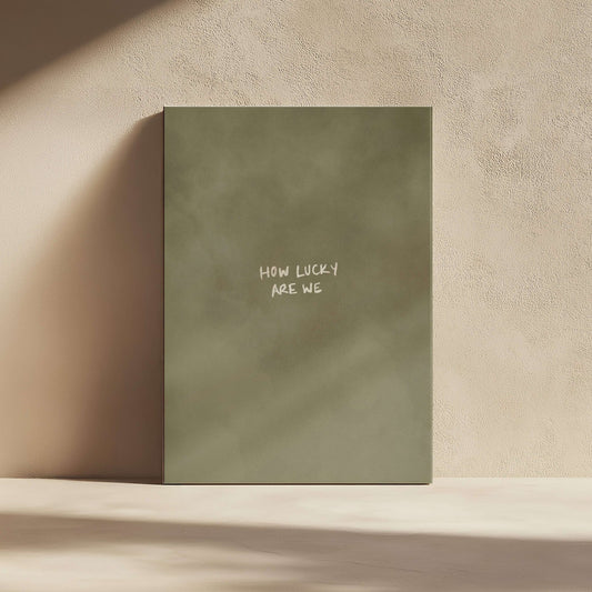 How Lucky Are We Framed Canvas - Olive - AureousHome