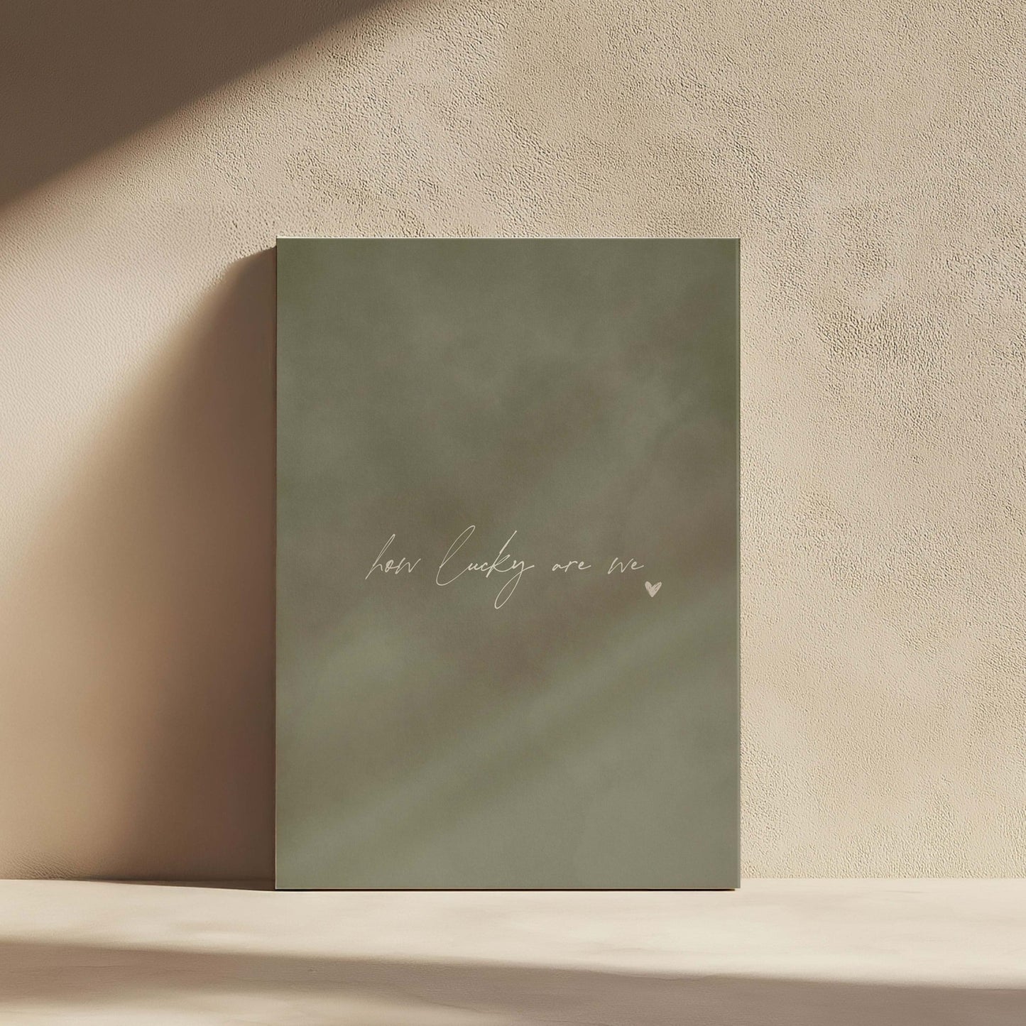 How Lucky Are We Framed Canvas - Olive / White - AureousHome