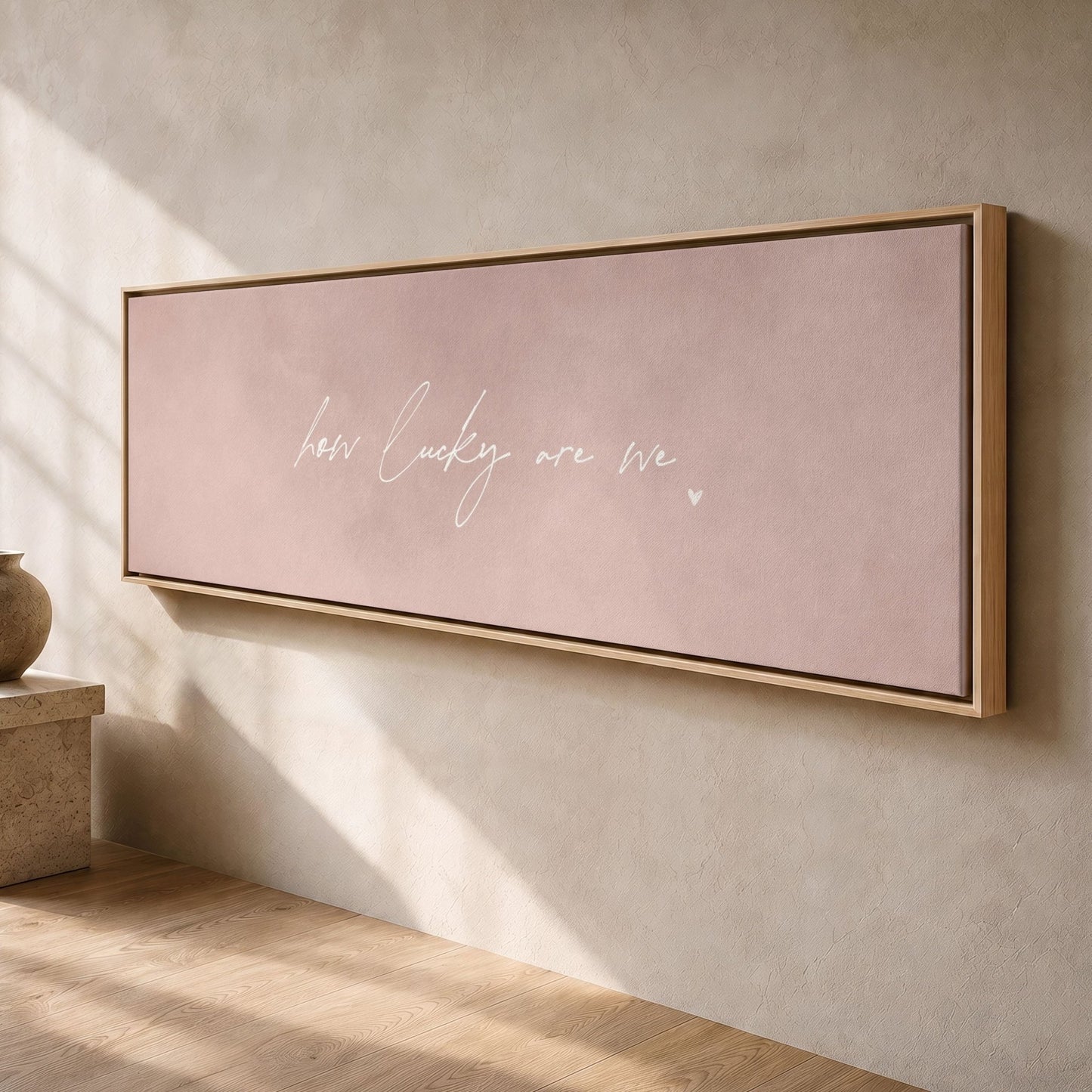 How Lucky Are We Framed Canvas - Pink / Panoramic - AureousHome