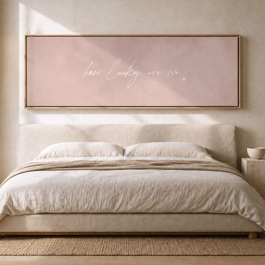 How Lucky Are We Framed Canvas - Pink / Panoramic - AureousHome