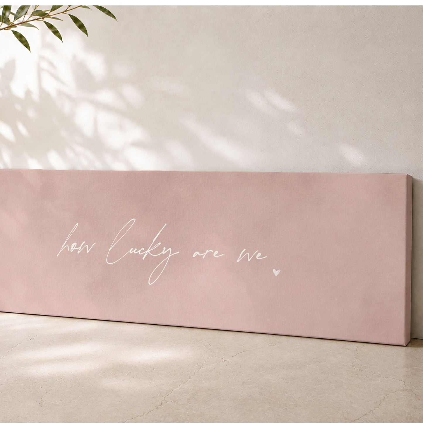 How Lucky Are We Framed Canvas - Pink / Panoramic - AureousHome