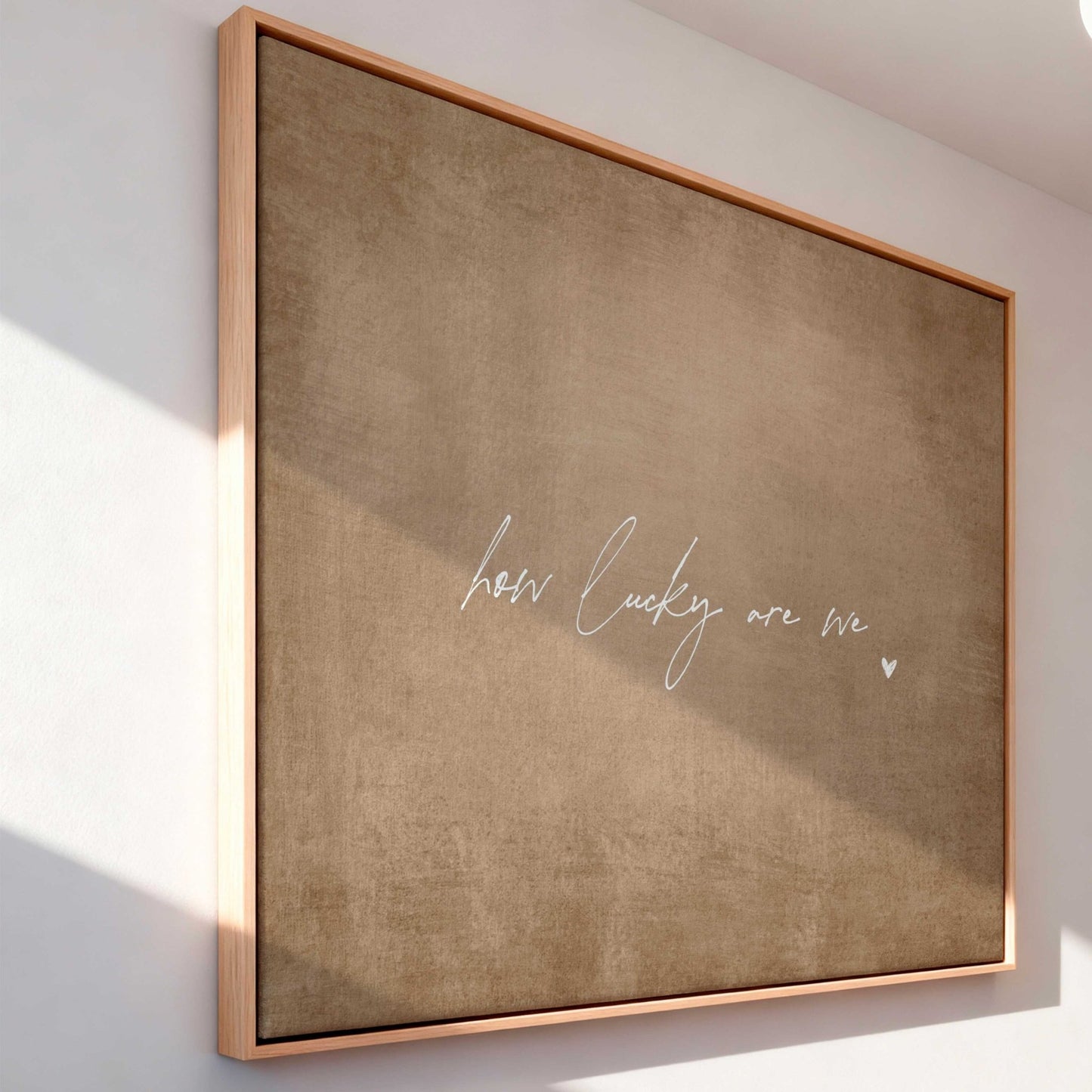 How Lucky Are We Framed Canvas - Tan - AureousHome
