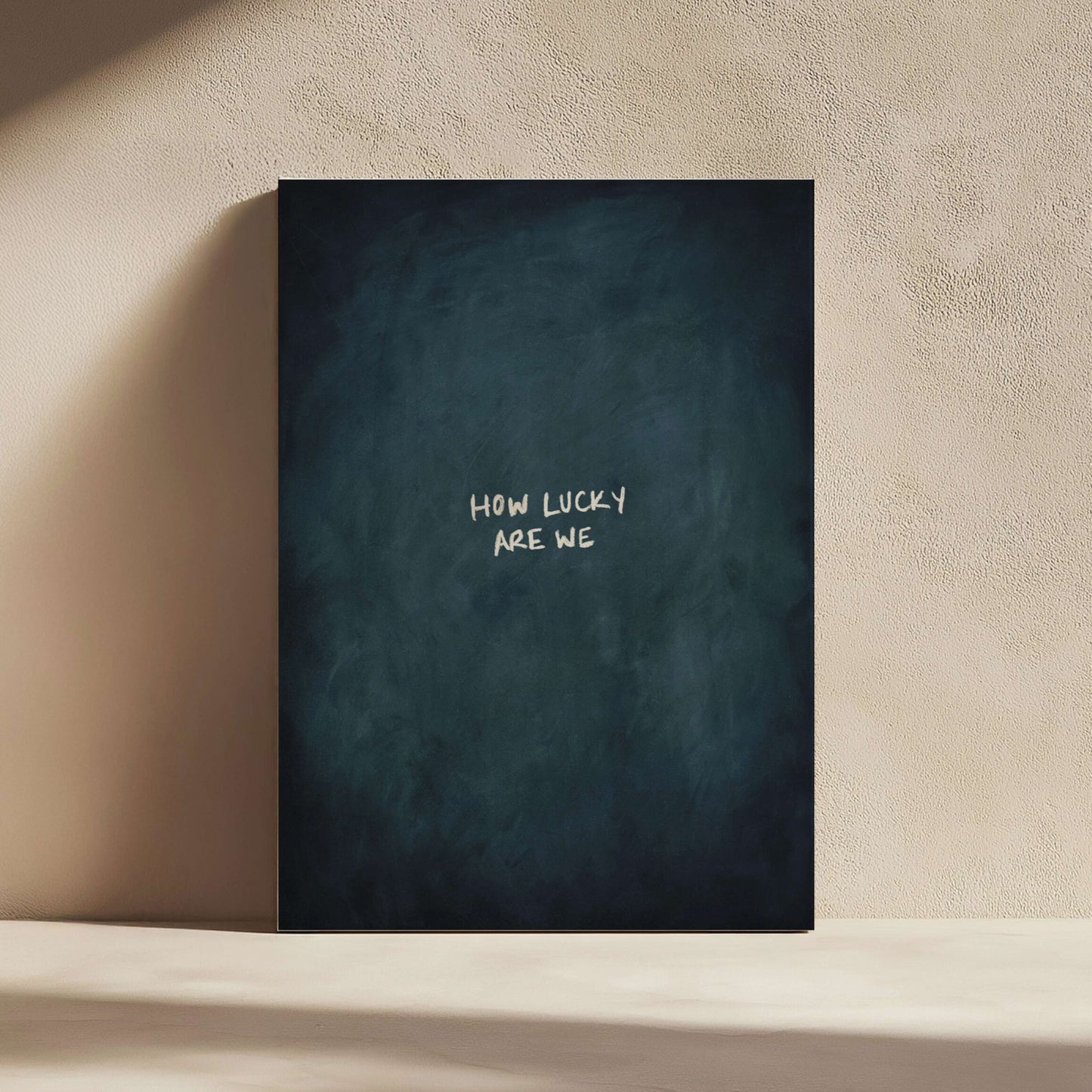 How Lucky Are We Framed Canvas - Vintage Blue - AureousHome