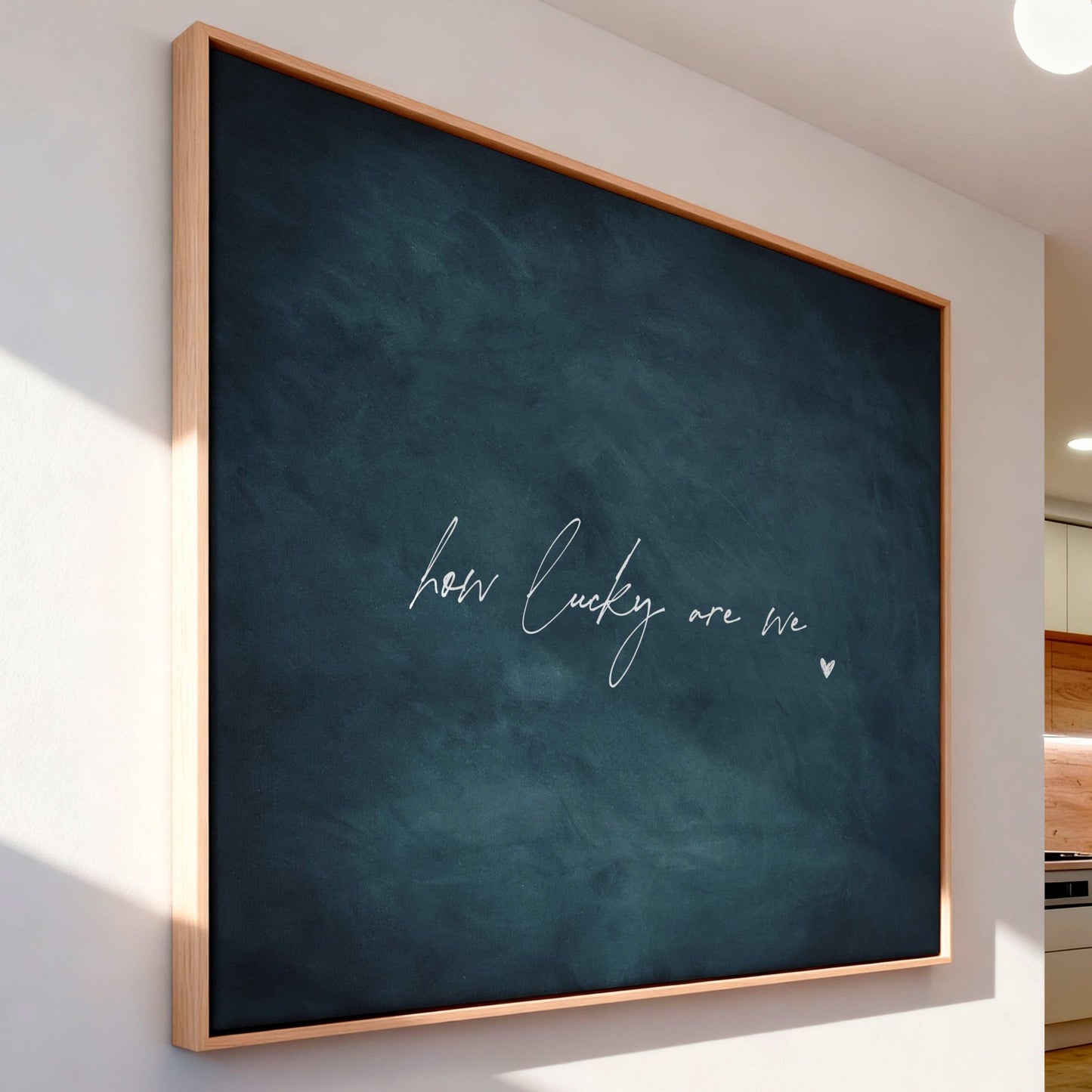 How Lucky Are We Framed Canvas - Vintage Blue / Horizontal - AureousHome