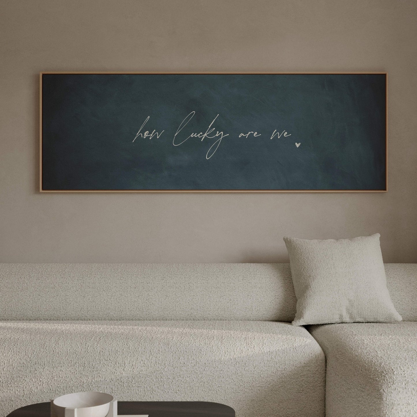 How Lucky Are We Framed Canvas - Vintage Blue / Panoramic - AureousHome