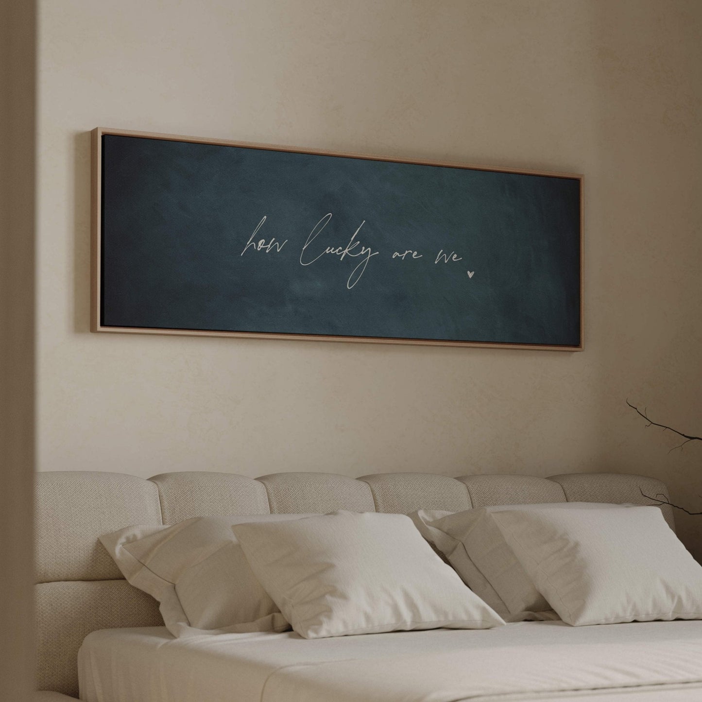 How Lucky Are We Framed Canvas - Vintage Blue / Panoramic - AureousHome