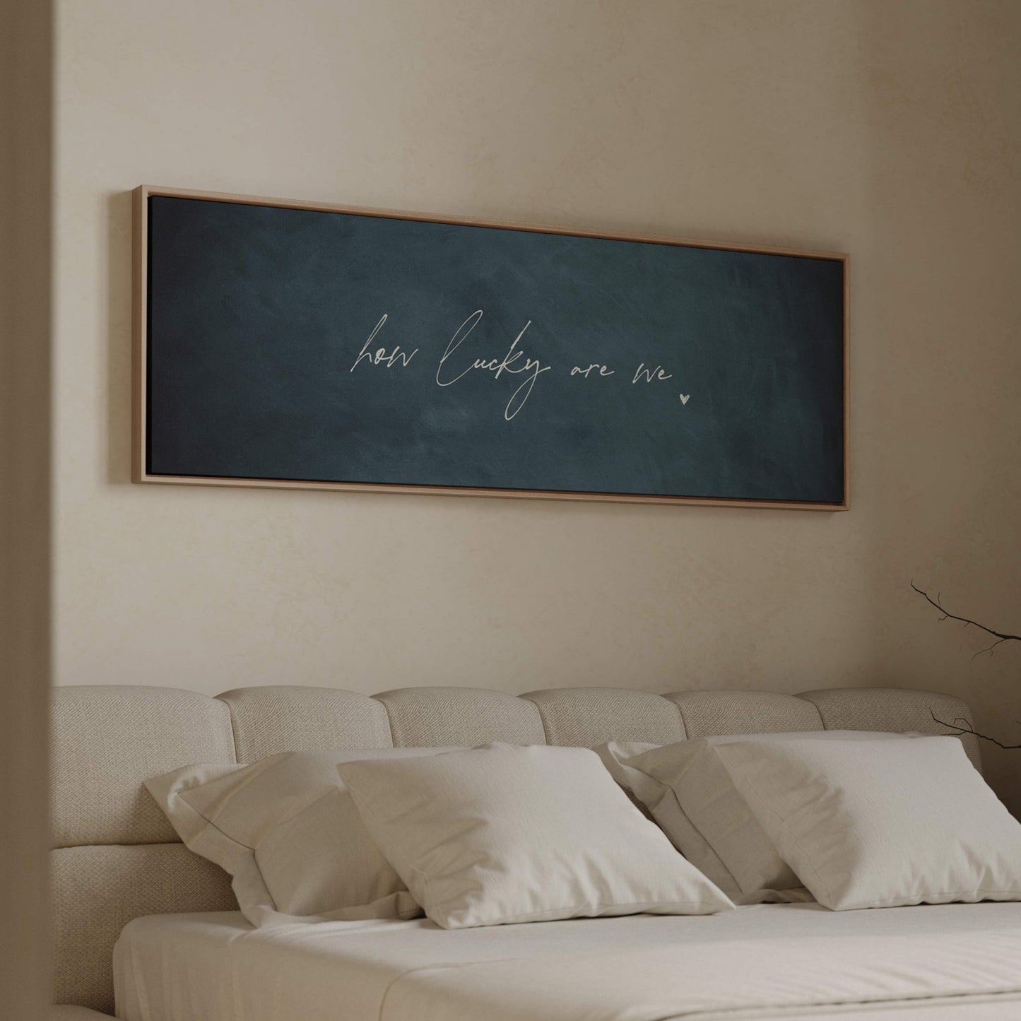 How Lucky Are We Framed Canvas - Vintage Blue / Panoramic - AureousHome