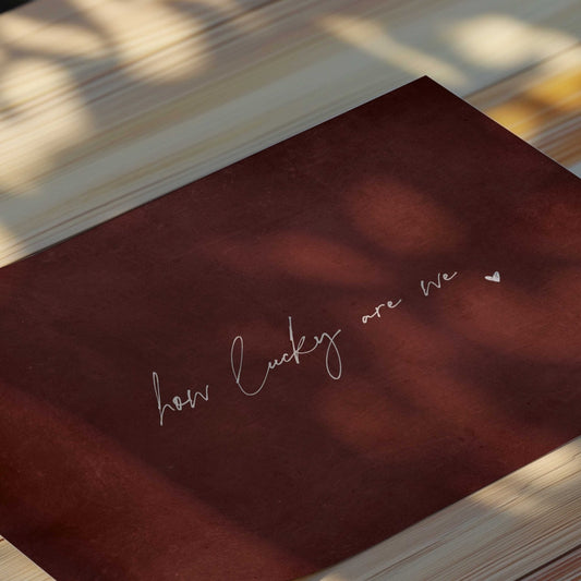 How Lucky Are We - Horizontal / Burgundy - AureousHome