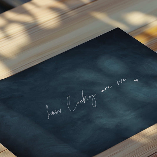 How Lucky Are We - Horizontal / Vintage Blue - AureousHome