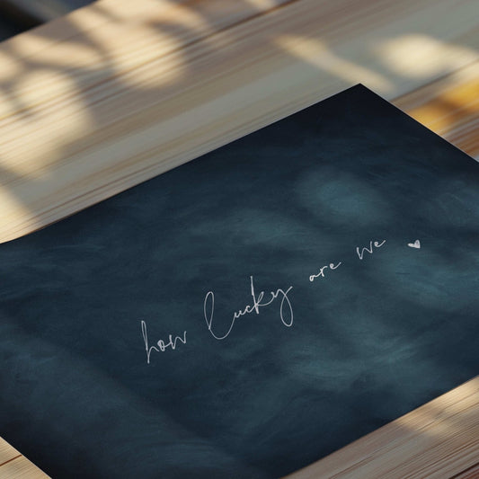 How Lucky Are We - Horizontal / Vintage Blue - AureousHome
