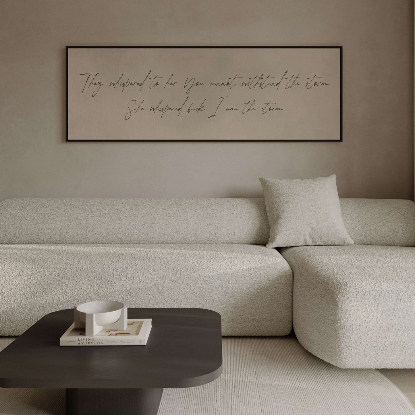 I am the Storm Framed Canvas - Beige / Panoramic - AureousHome