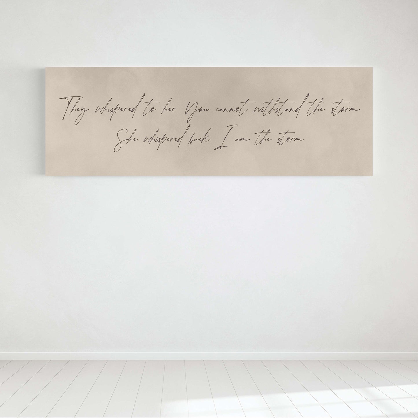 I am the Storm Framed Canvas - Beige / Panoramic - AureousHome