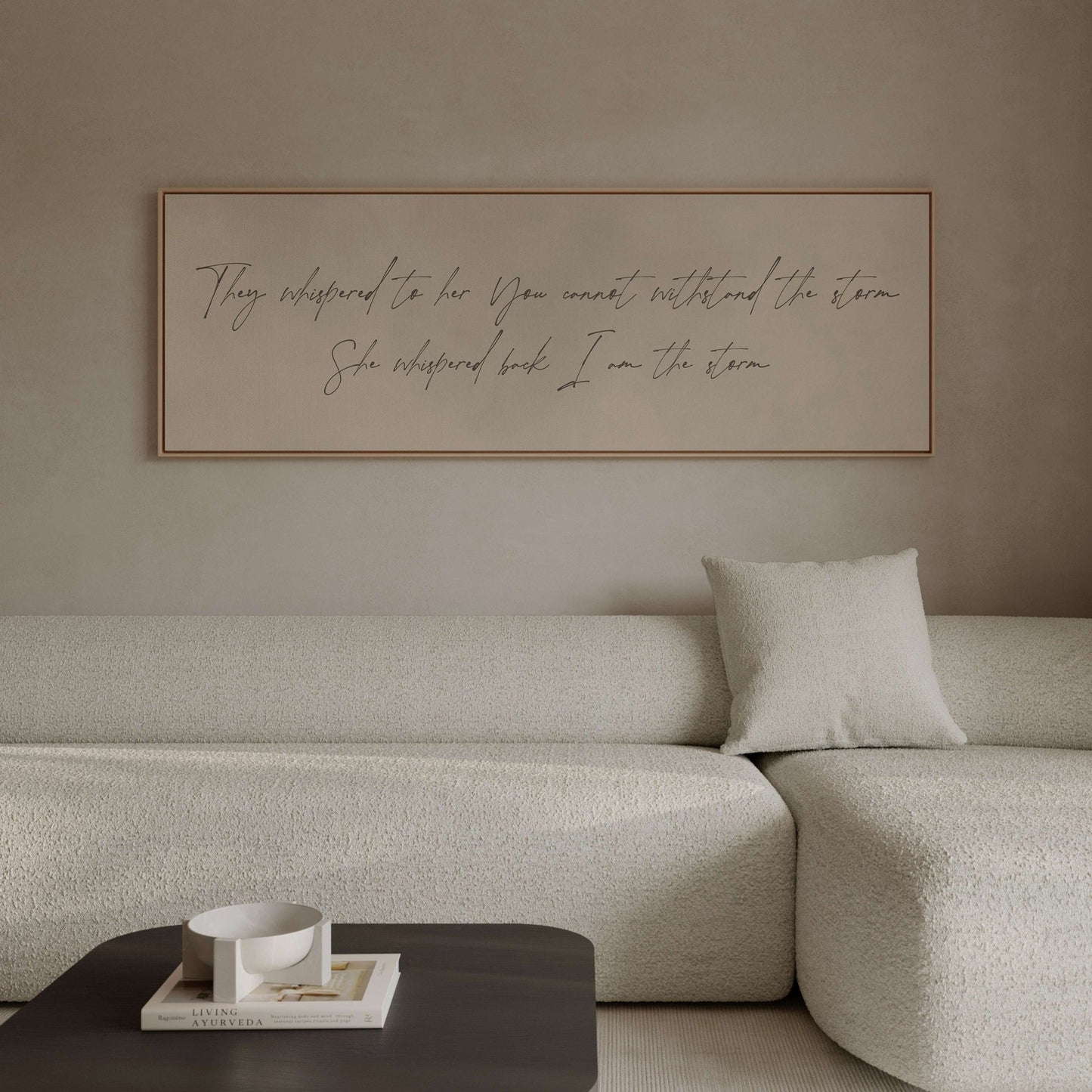 I am the Storm Framed Canvas - Beige / Panoramic - AureousHome