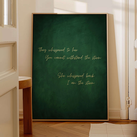 I Am The Storm Framed Canvas - Emerald - AureousHome
