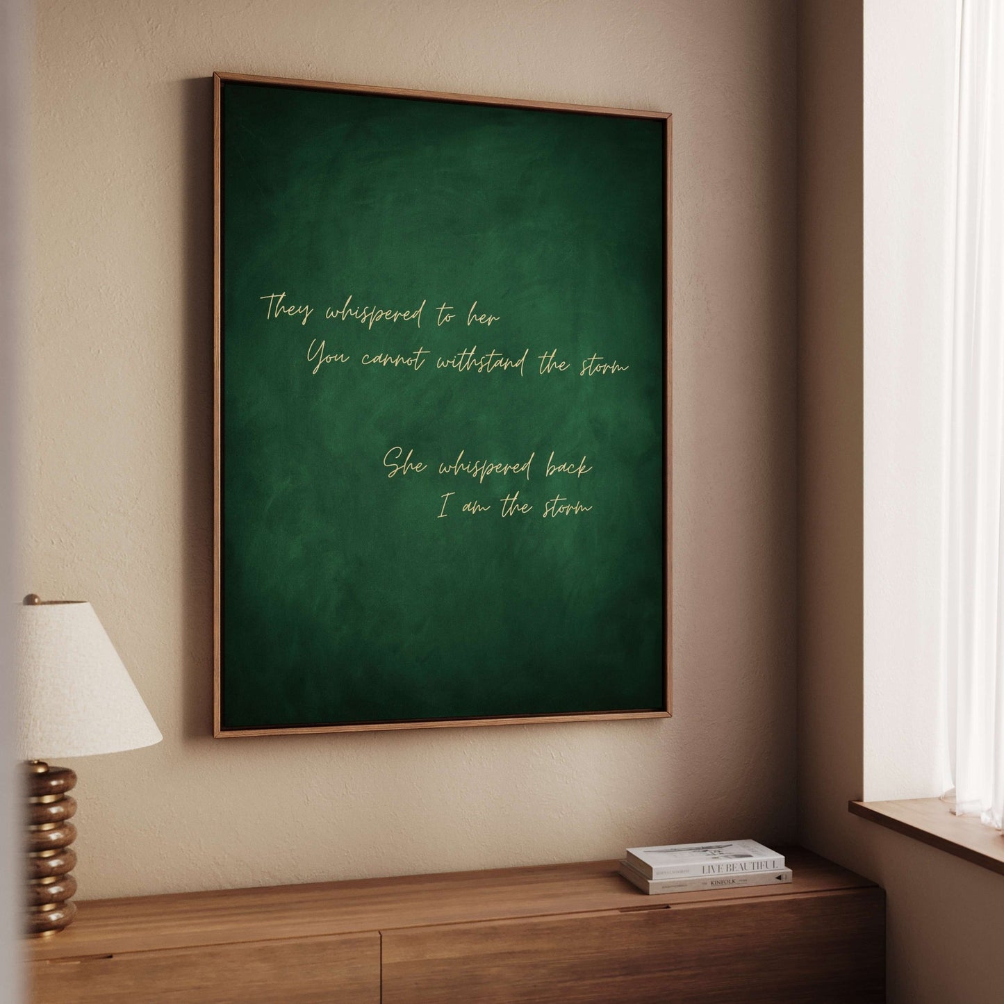 I Am The Storm Framed Canvas - Emerald - AureousHome