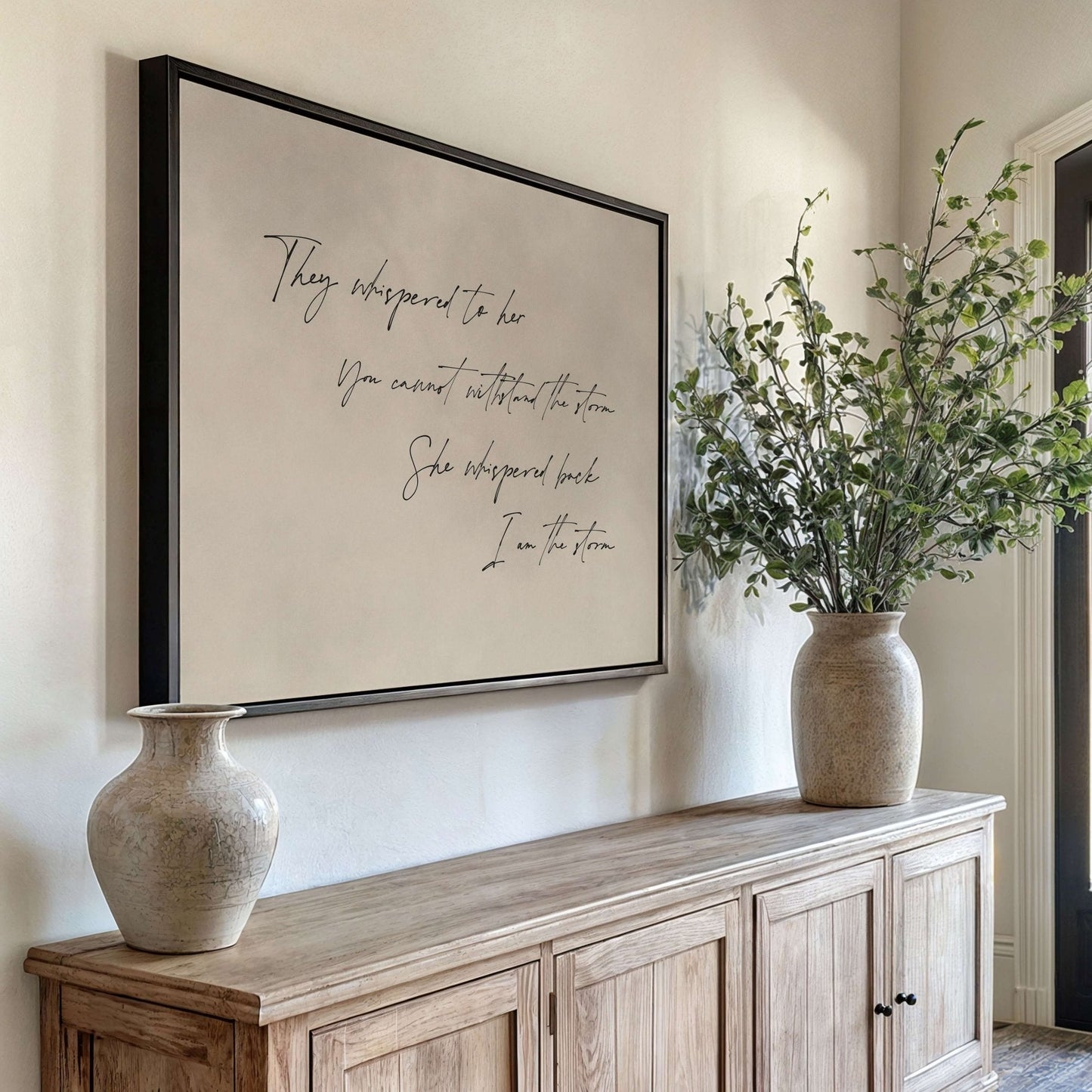 I am The Storm Framed Canvas - Horizontal / Neutral - AureousHome