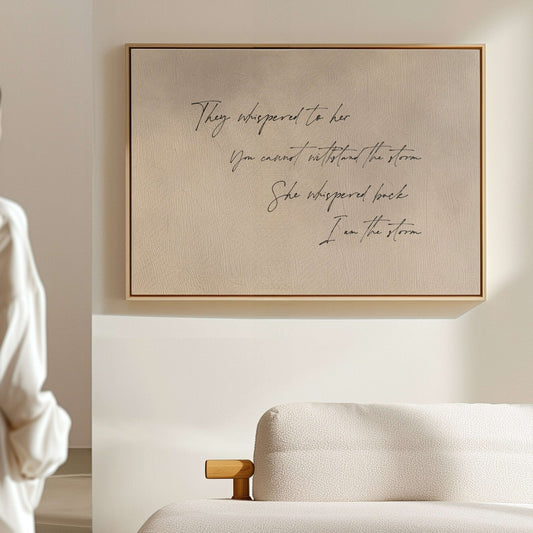 I am The Storm Framed Canvas - Horizontal / Neutral - AureousHome