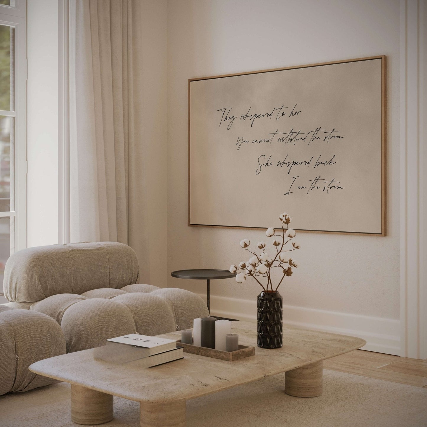 I am The Storm Framed Canvas - Horizontal / Neutral - AureousHome