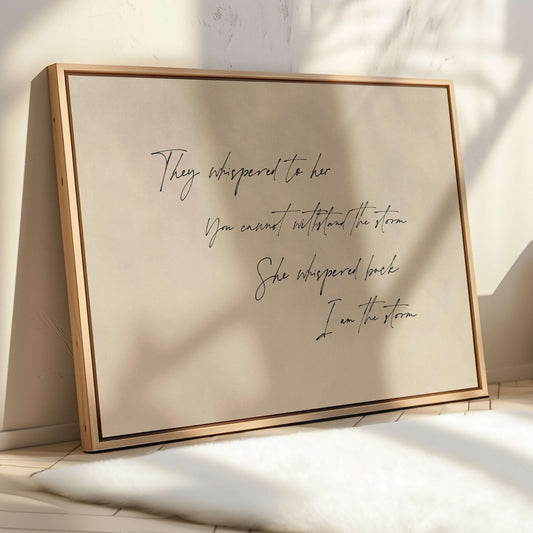 I am The Storm Framed Canvas - Horizontal / Neutral - AureousHome