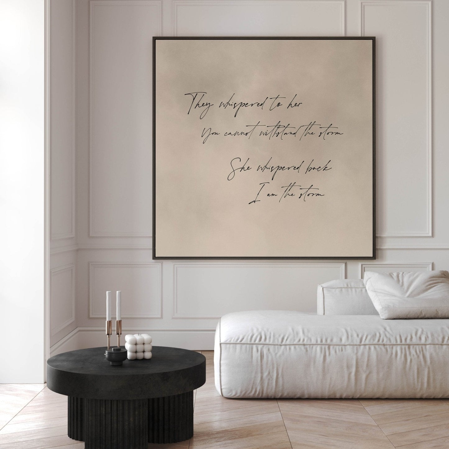 i am the storm neutral extra large framed canvas wall art