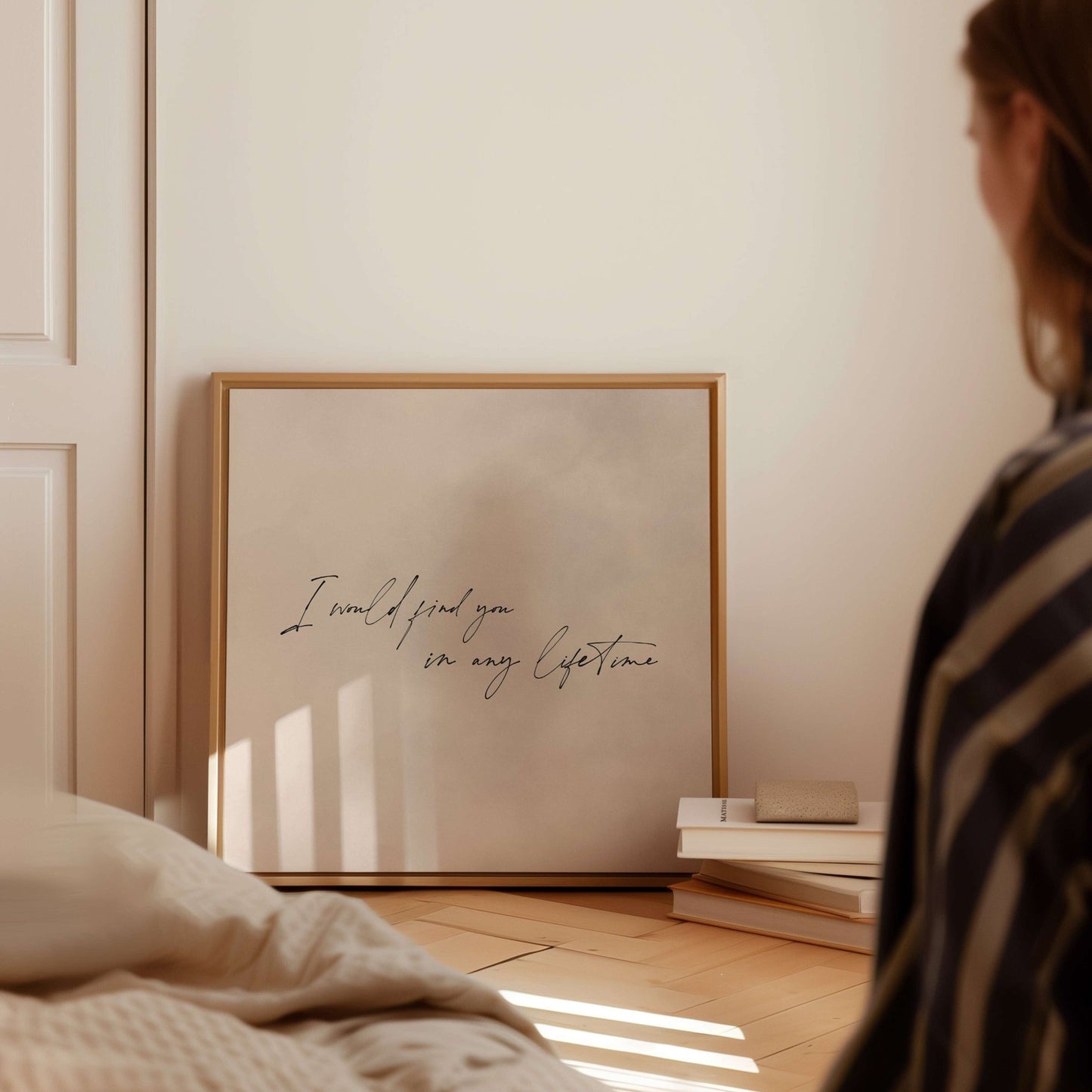 I Would Find You In Any Lifetime Framed Canvas - Neutral / Square - AureousHome