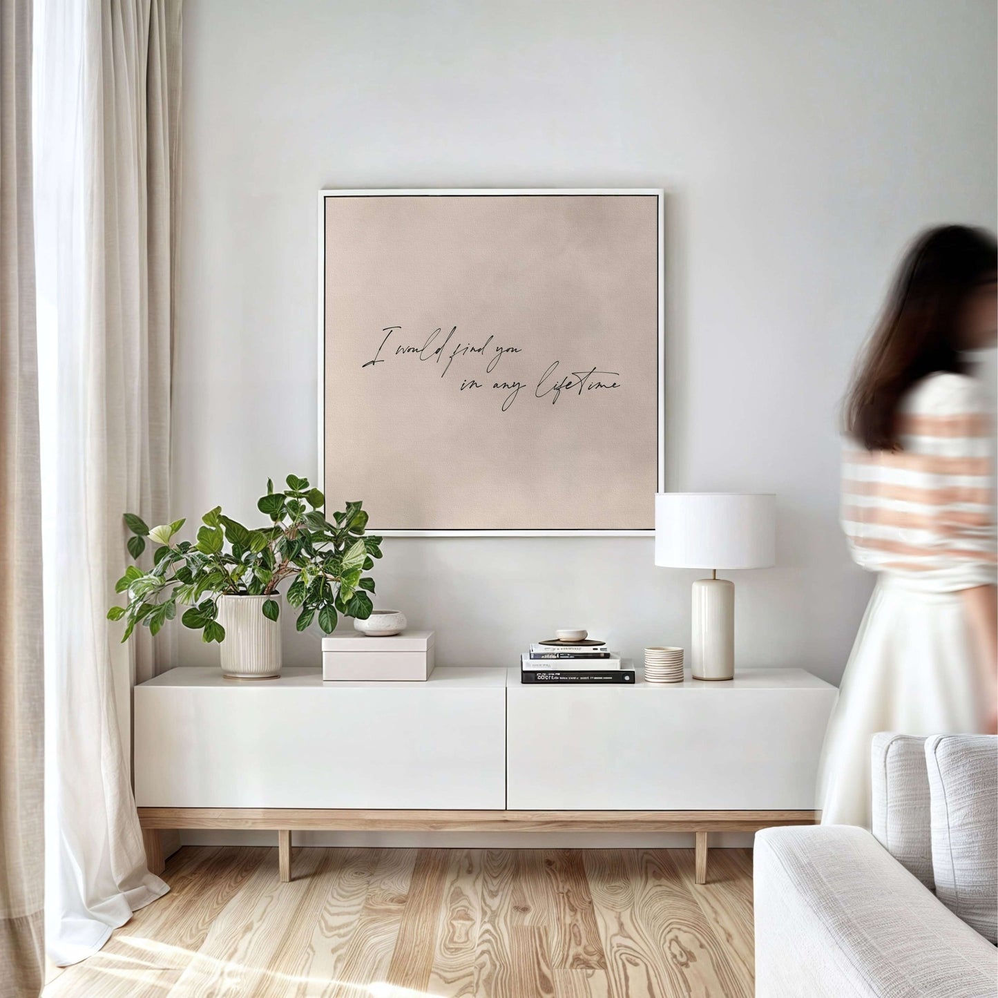 I Would Find You In Any Lifetime Framed Canvas - Neutral / Square - AureousHome