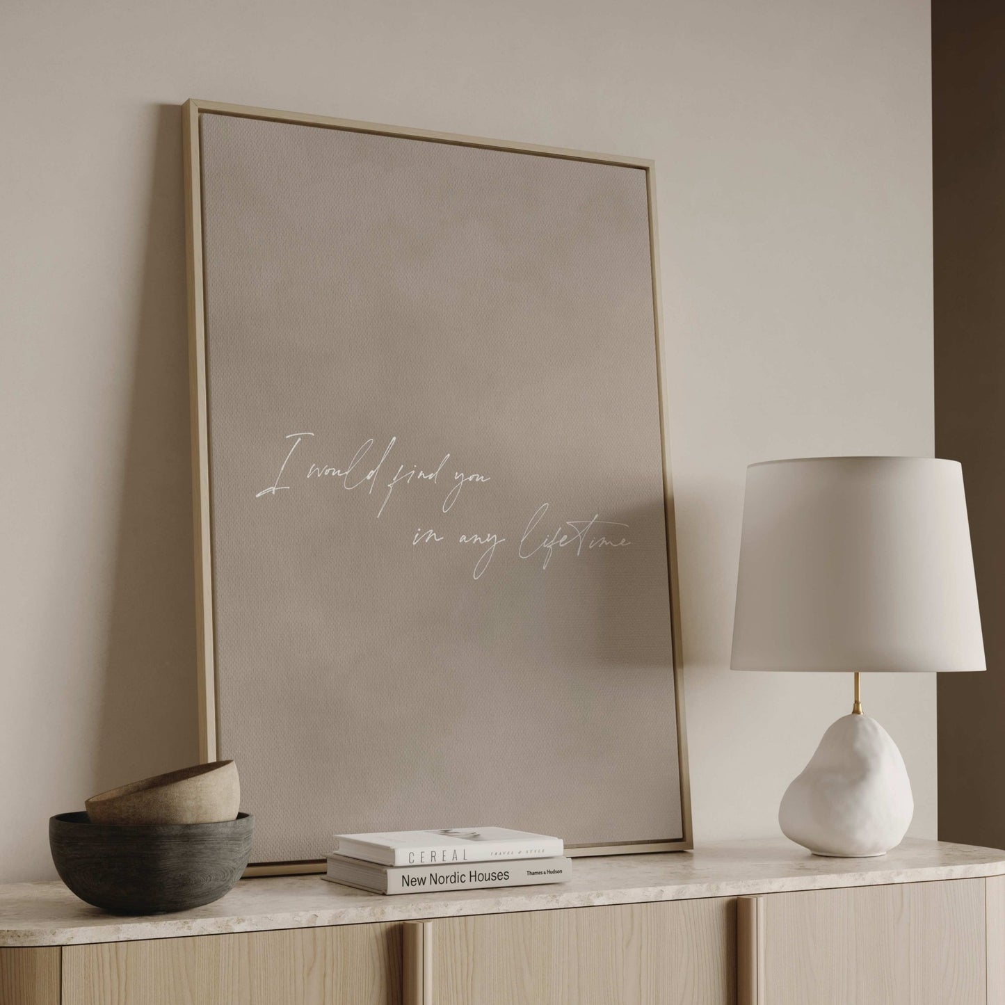 I Would Find You in Every Lifetime Framed Canvas - Neutral / White - AureousHome