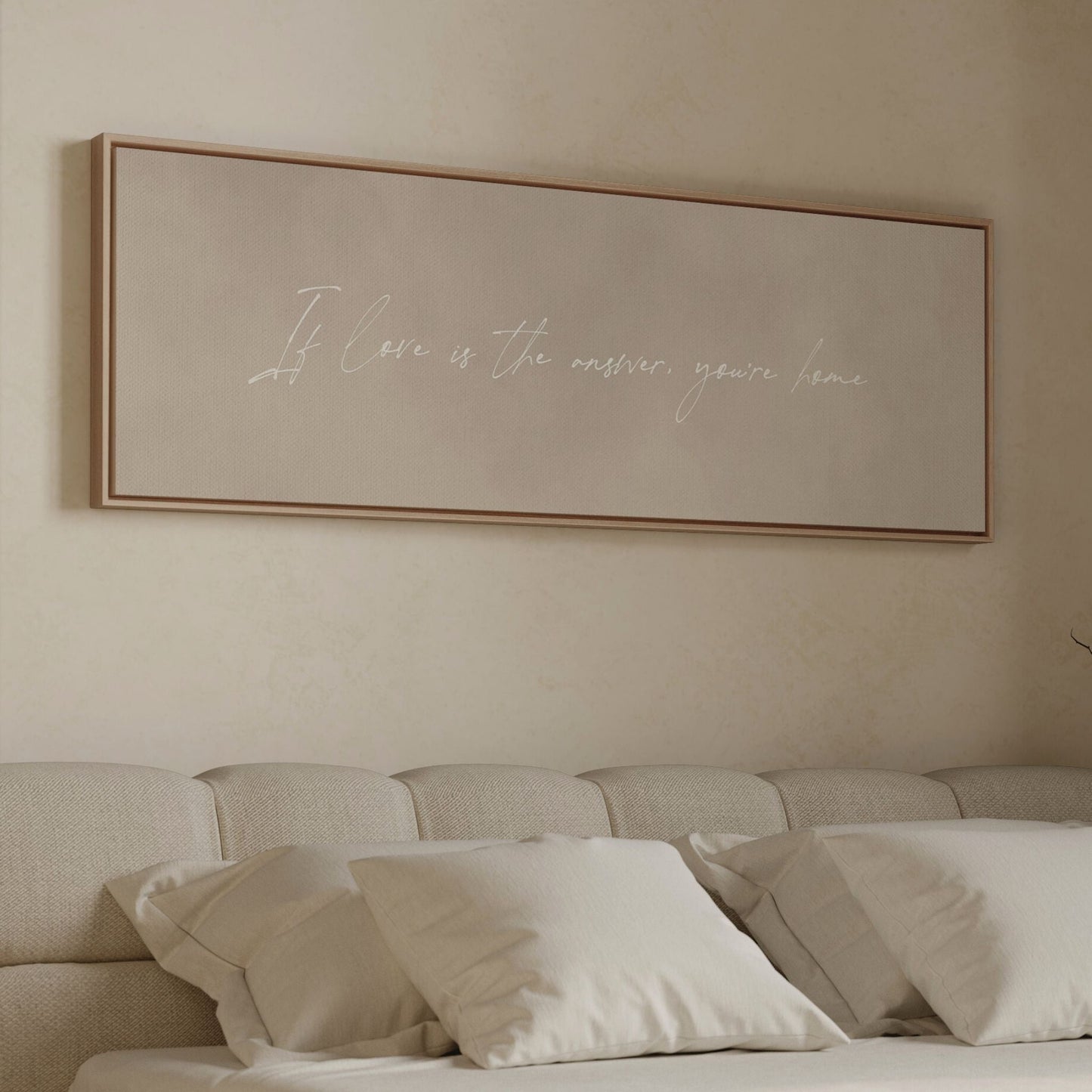 If Love is The Answer You're Home Framed Canvas - Beige / Panoramic - AureousHome