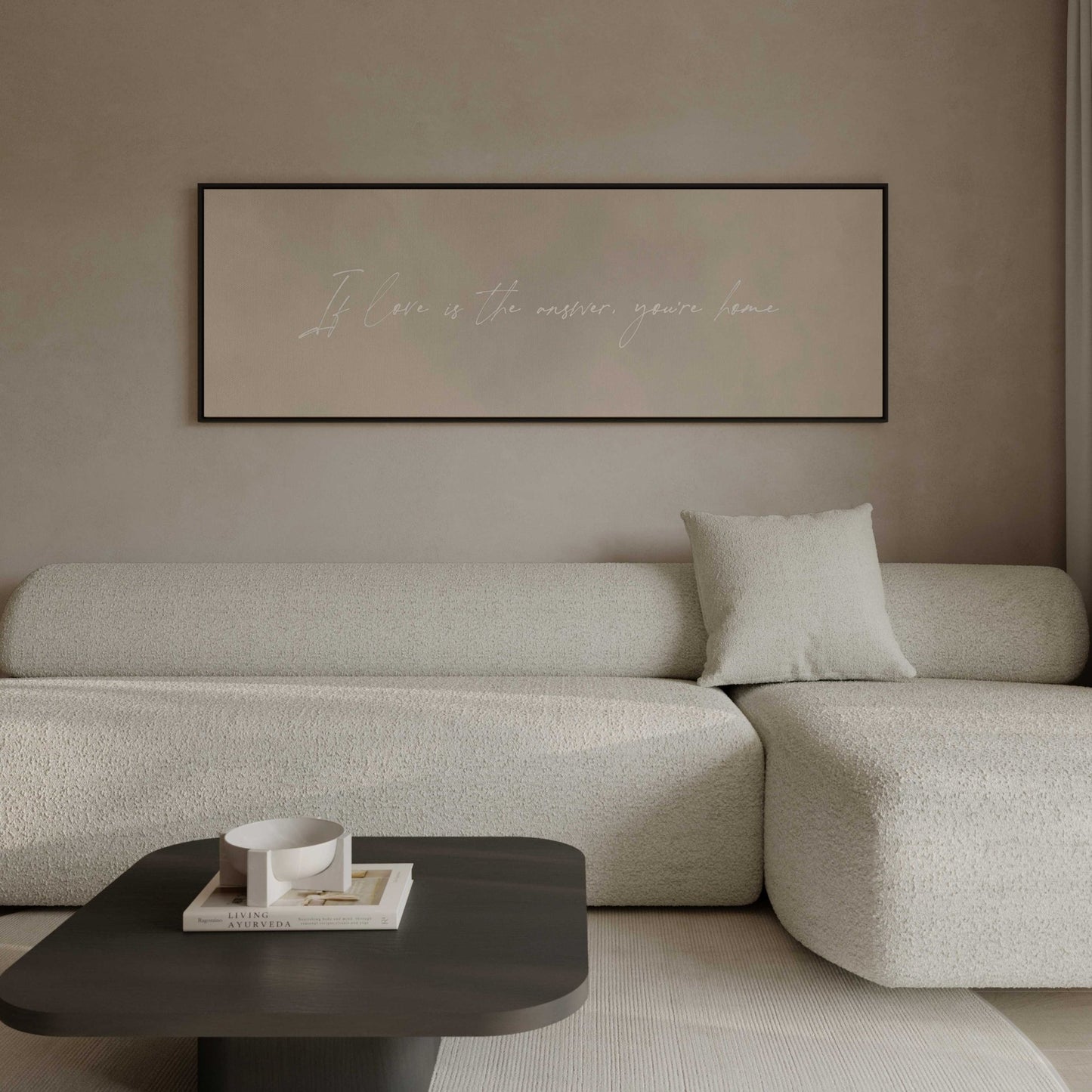 If Love is The Answer You're Home Framed Canvas - Beige / Panoramic - AureousHome