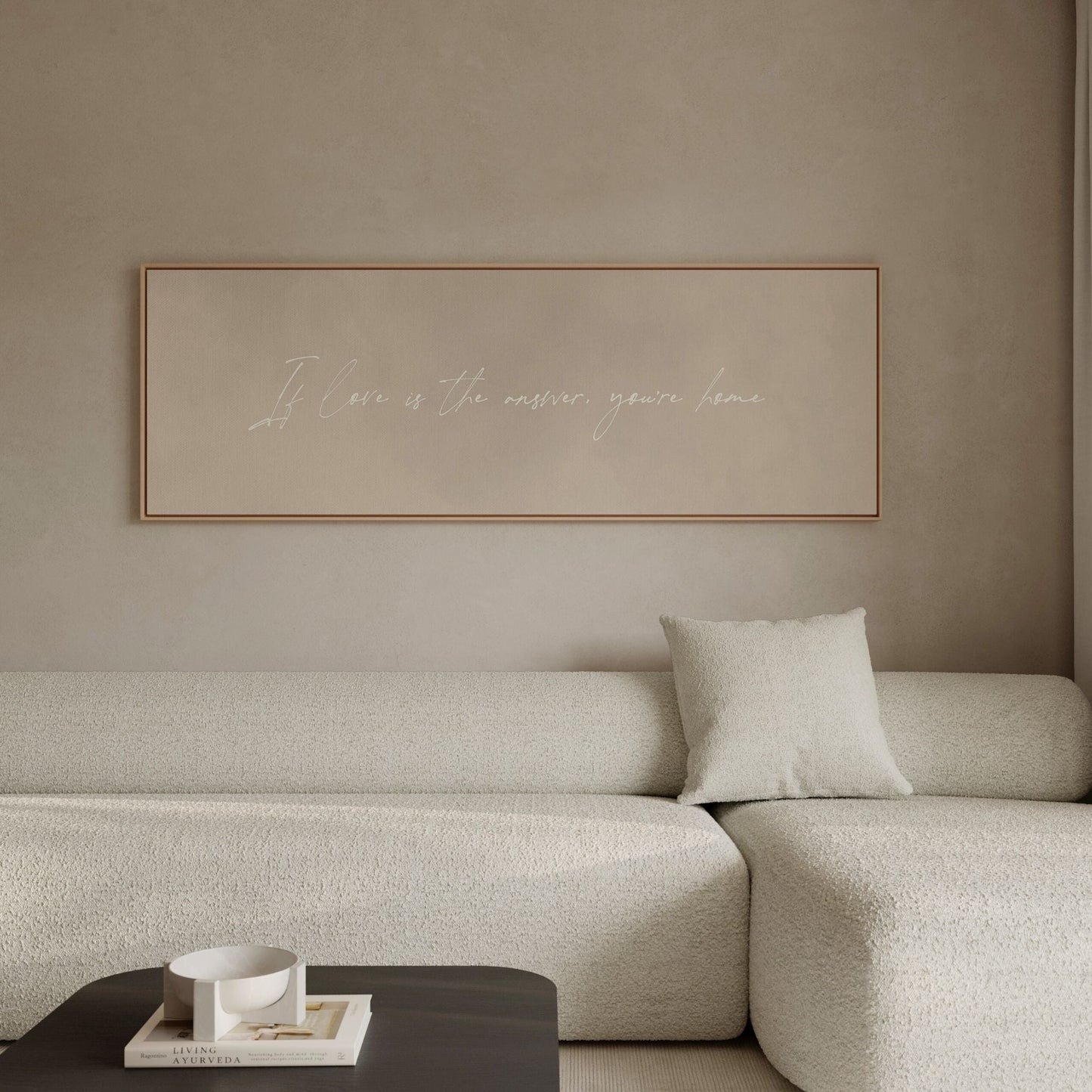 If Love is The Answer You're Home Framed Canvas - Beige / Panoramic - AureousHome