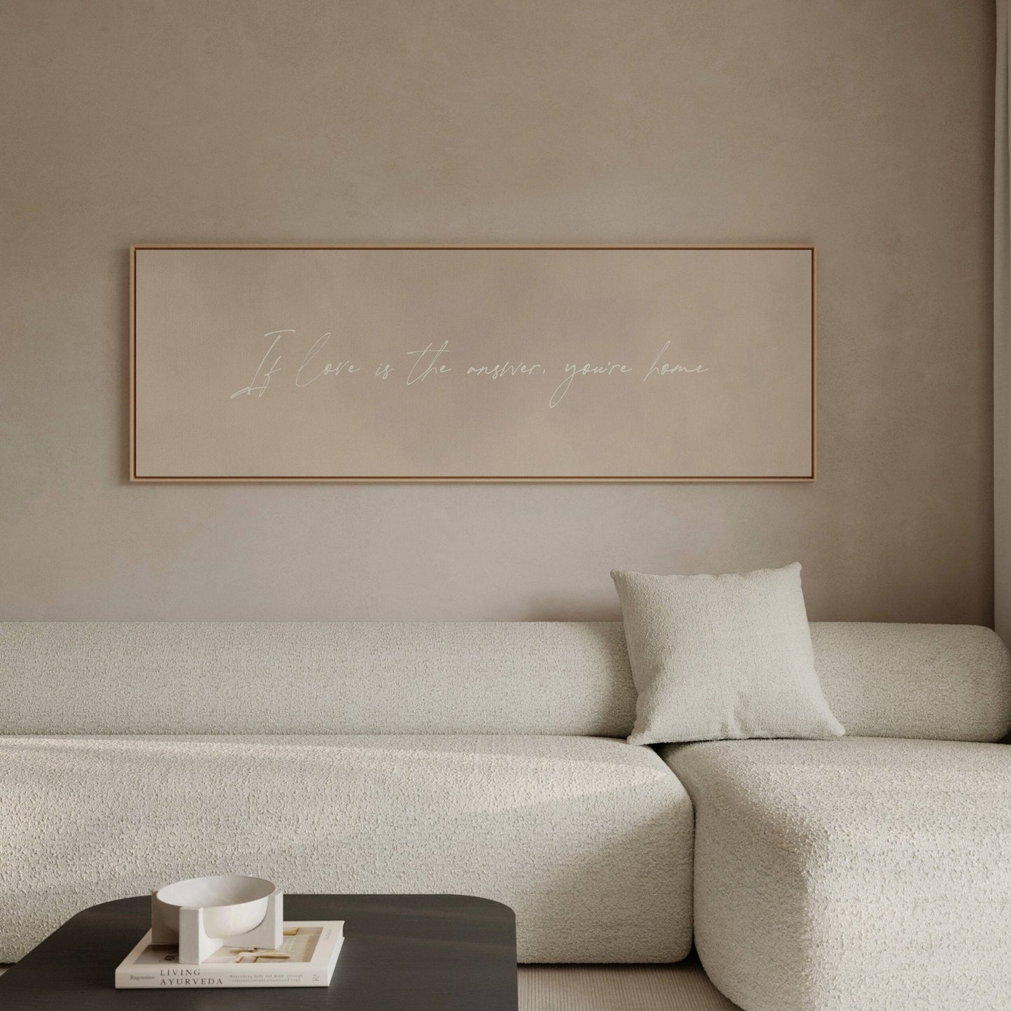 If Love is The Answer You're Home Framed Canvas - Beige / Panoramic - AureousHome