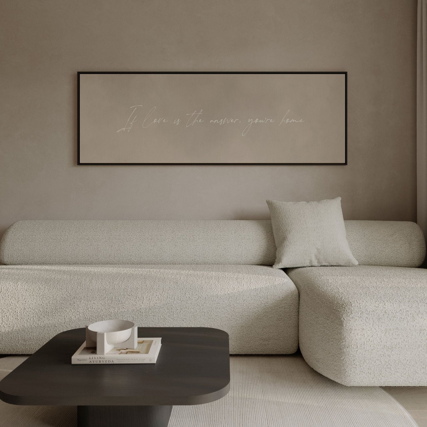 If Love is The Answer You're Home Framed Canvas - Beige / Panoramic - AureousHome