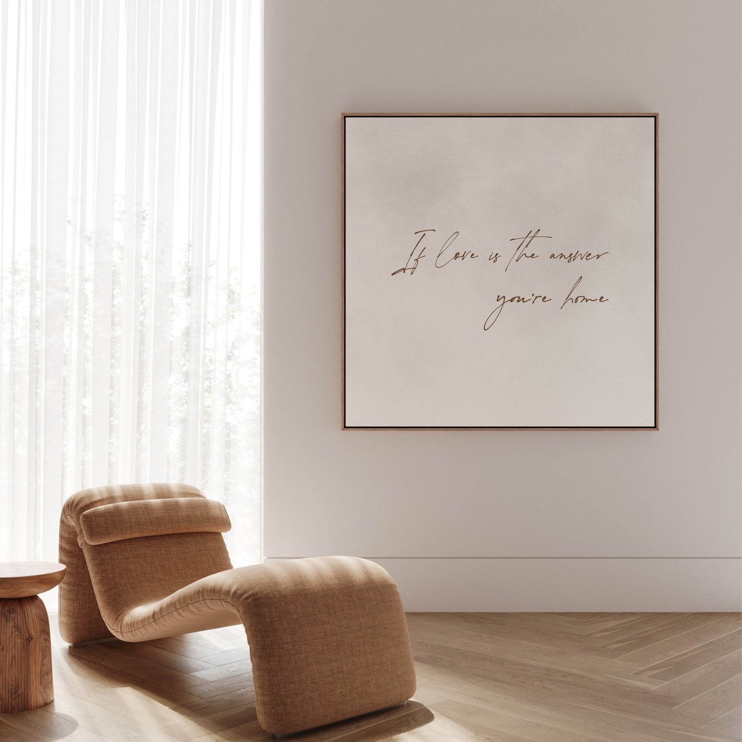 If Love Is The Answer You're Home Square Framed Canvas - Grey - AureousHome