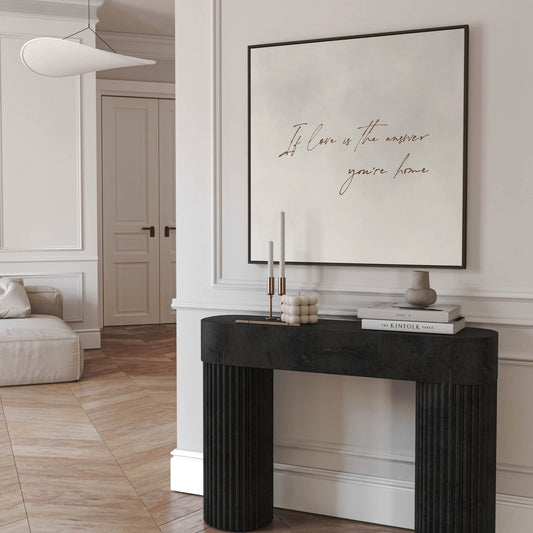 If Love Is The Answer You're Home Square Framed Canvas - Grey - AureousHome