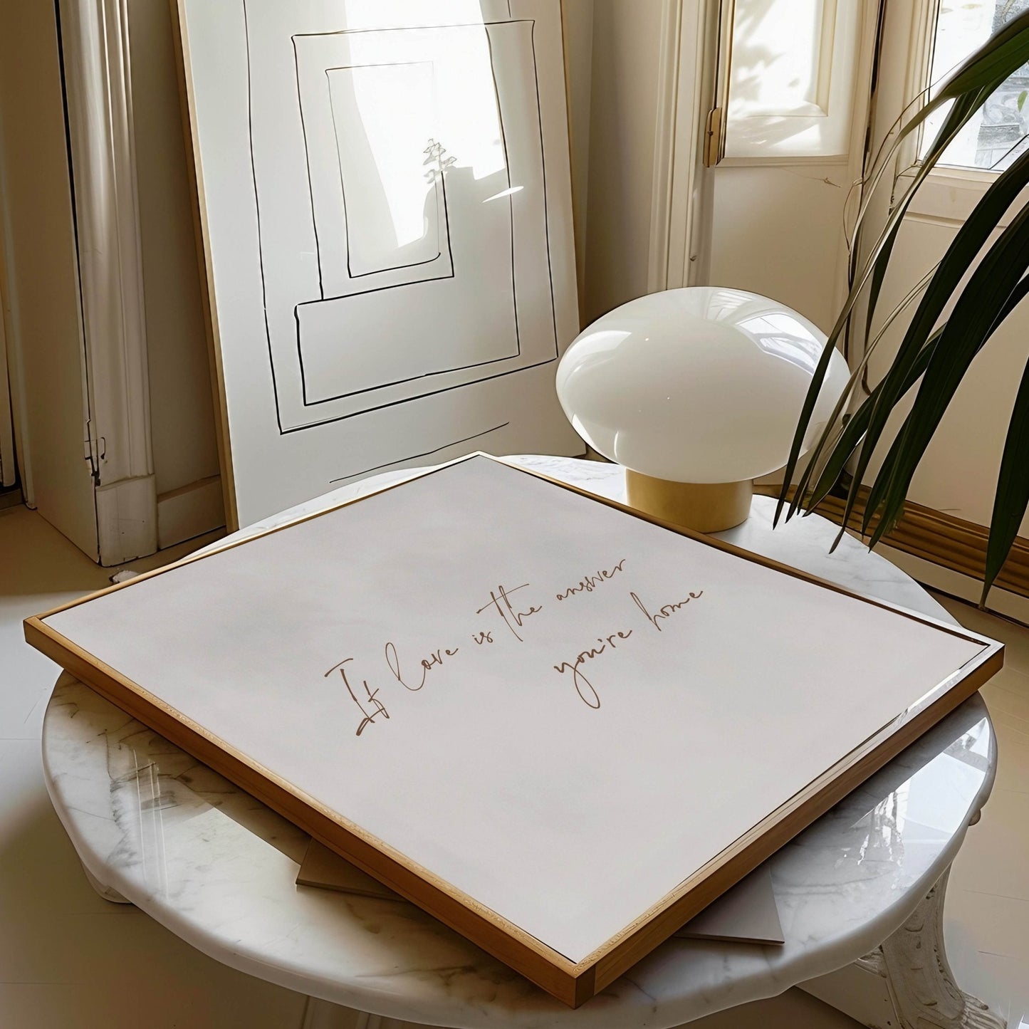 If Love Is The Answer You're Home Square Framed Canvas - Grey - AureousHome