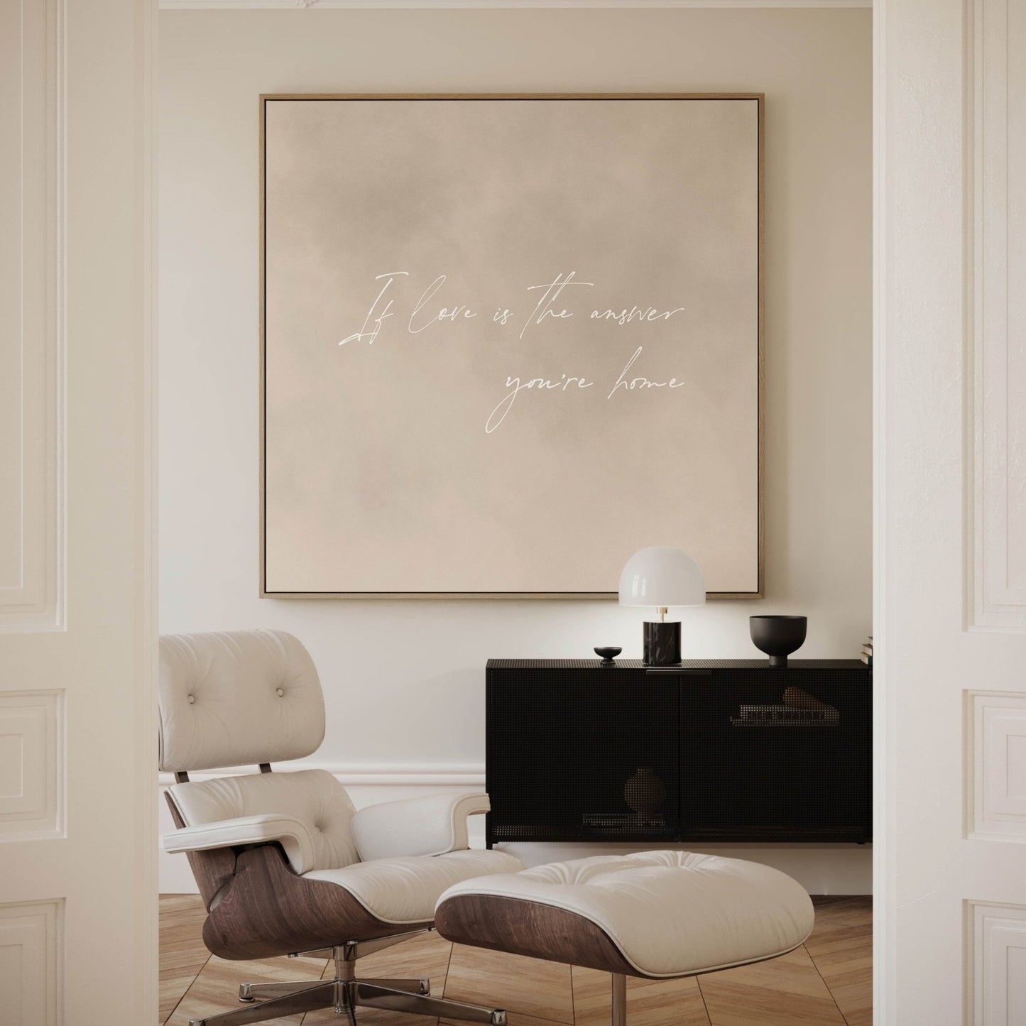 If Love Is The Answer You're Home Square Framed Canvas - Neutral - AureousHome