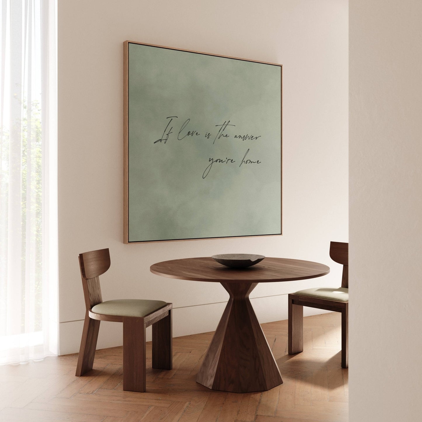 If Love Is The Answer You're Home Square Framed Canvas - Sage - AureousHome