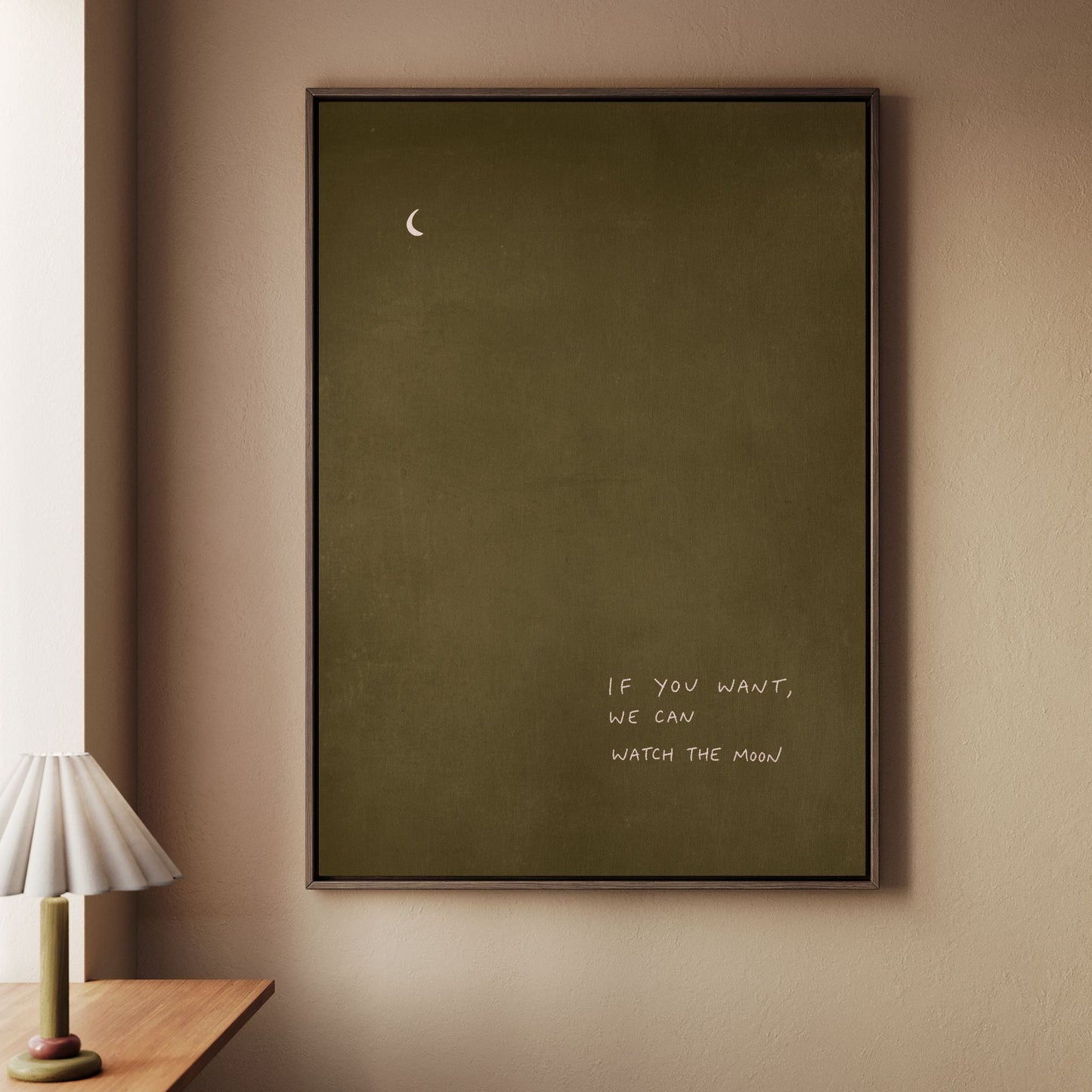 If You Want, We Can Watch the Moon - Olive / Blush - AureousHome