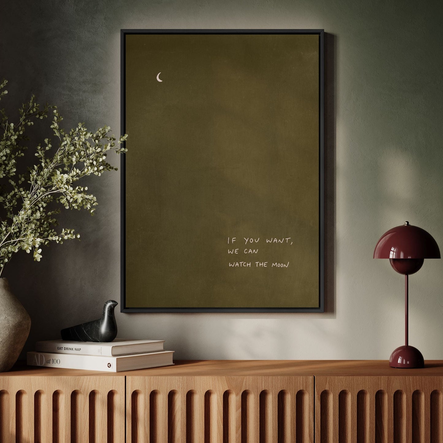If You Want, We Can Watch the Moon - Olive / Blush - AureousHome