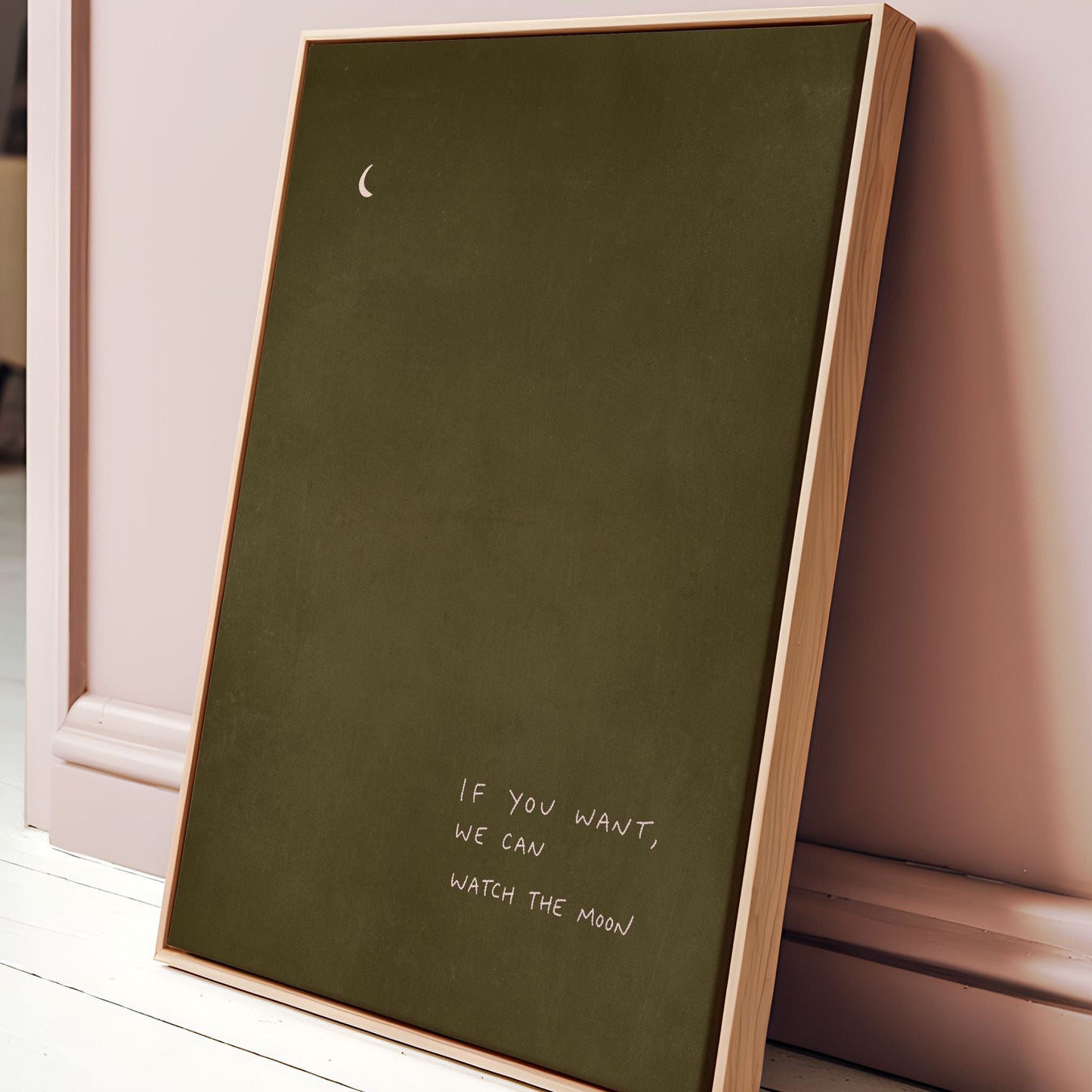 If You Want, We Can Watch the Moon - Olive / Blush - AureousHome