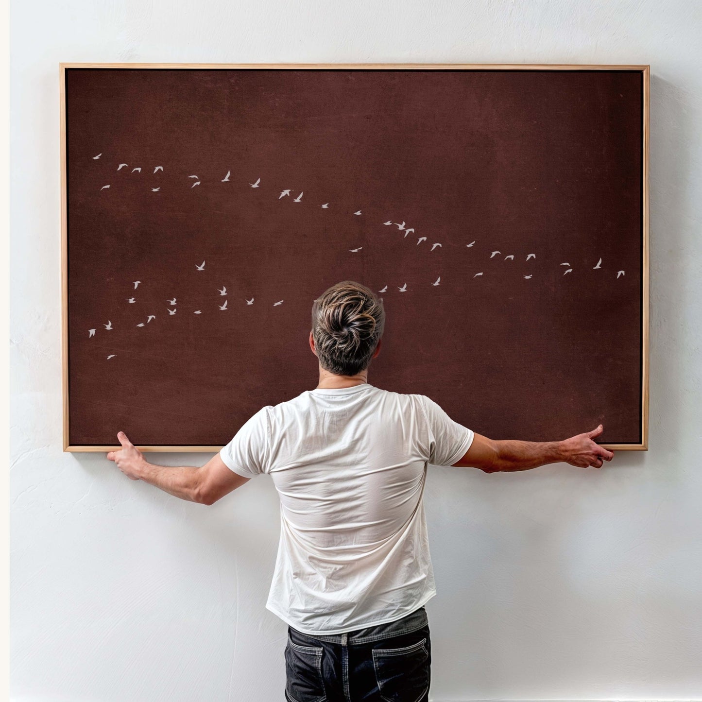 In Motion Framed Canvas - Burgundy / Horizontal - AureousHome