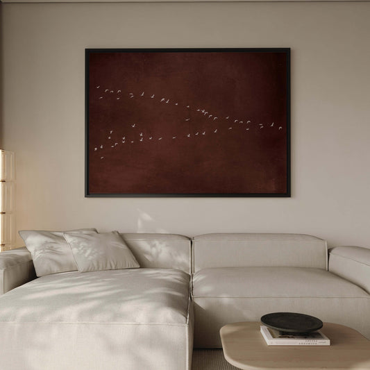 In Motion Framed Canvas - Burgundy / Horizontal - AureousHome
