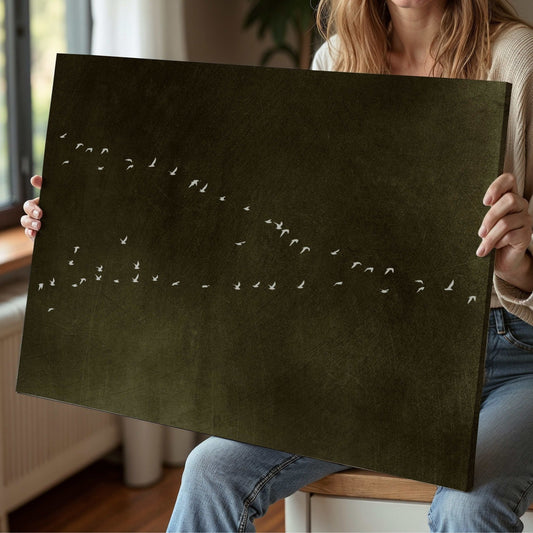 In Motion Framed Canvas - Earthy Green / Horizontal - AureousHome
