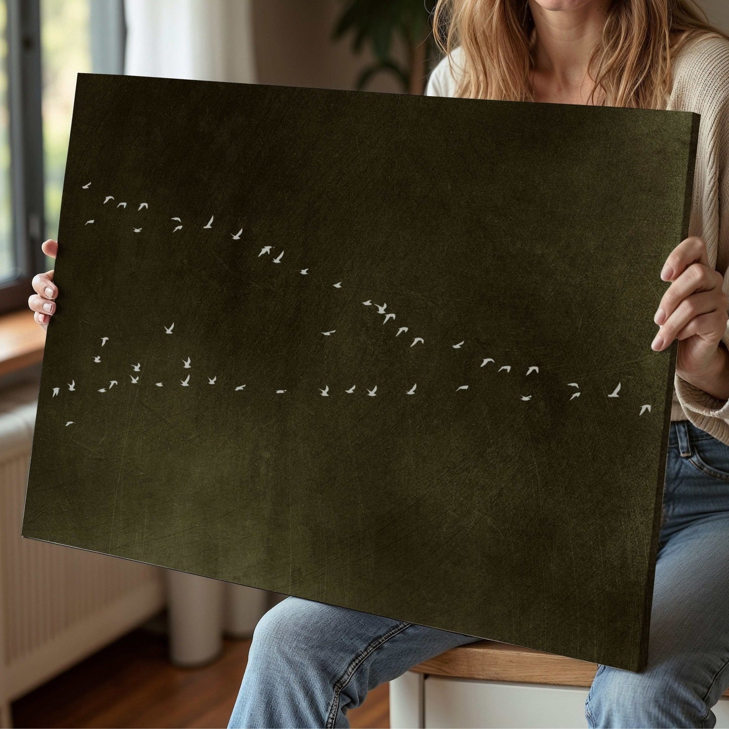 In Motion Framed Canvas - Earthy Green / Horizontal - AureousHome