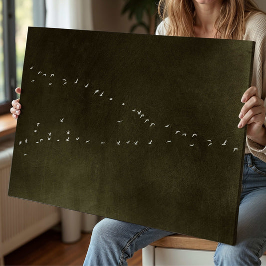 In Motion Framed Canvas - Earthy Green / Horizontal - AureousHome