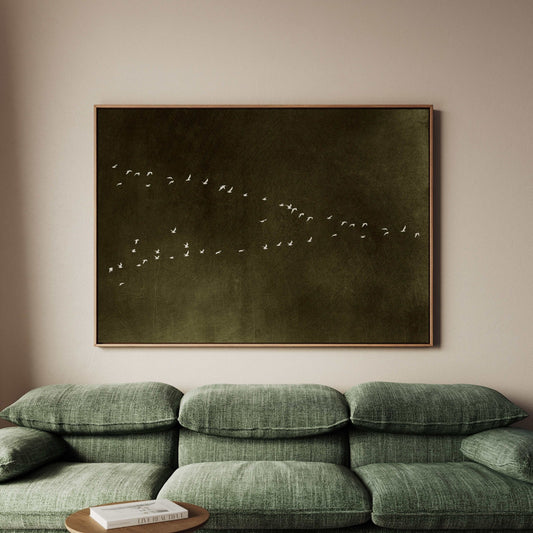 In Motion Framed Canvas - Earthy Green / Horizontal - AureousHome