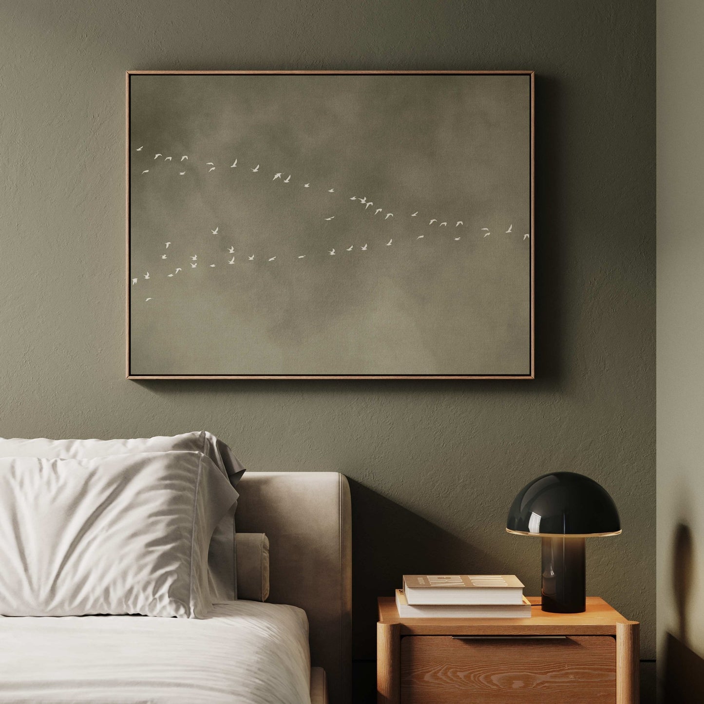 In Motion Framed Canvas - Olive / Horizontal - AureousHome